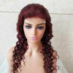 Brazilian Reality Wig Burgundy Lace Headgear 4x4 Loose Wave Lace Wig - Image 2