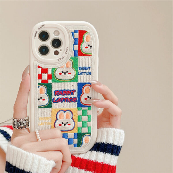 Cute Embroidered Bear And Rabbit Phone Case