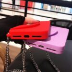 Small incense wind diagonal purse All-inclusive silicone mobile phone shell with the same chain - Image 2