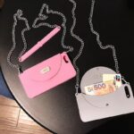 Small incense wind diagonal purse All-inclusive silicone mobile phone shell with the same chain - Image 4