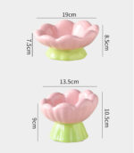 Ceramic Raised Cat Bowl Shallow Wide, Anti-Vomiting And Whisker Fatigue, Non-Slip, Tilted Cute Flower Cat Food And Water Bowls For Indoor Cats, Pink - Image 6