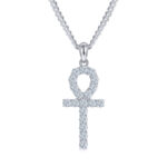 Moissanite Cross Necklace Sterling Silver Gold Plated - Image 5