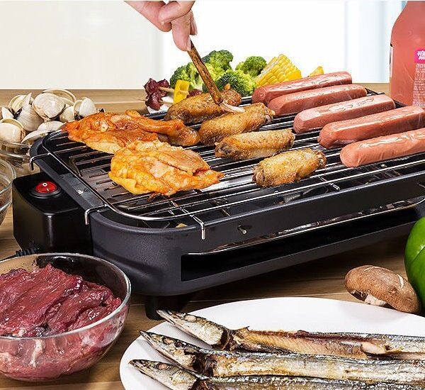 Factory directly for household barbecue square non-smoking electric oven carbon steel plate knob temperature control Korean electric baking tray customization