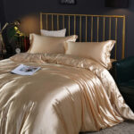 Solid Color Double-sided Silk Four-piece Set Silkworm Silk Satin Bed Sheet Quilt Cover - Image 3