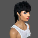 Full Machine Made Wig With Bangs Human Hair Wigs - Image 6