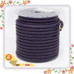 Braided Black Real Cowhide Rope Round