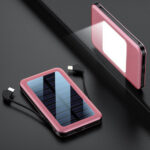 Square Aluminum Shell Solar Power Bank With Cable - Image 3