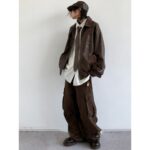 Japanese Retro Motorcycle Leather Jacket Loose High Street - Image 3