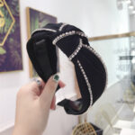 Fabric Diamond-studded Knotted Wide-brimmed Toothed Headband - Image 6