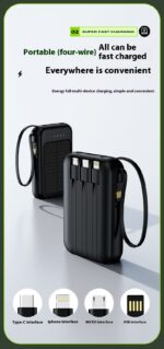 Solar Charging Unit With Cable Camping Portable Large Capacity Mobile Power Supply - Image 8