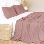 Simple Plain Linen Solid Color Single Double Bed Sheet - Image 9