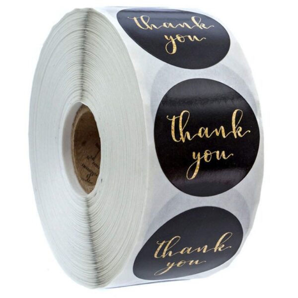 500pcs/roll Gold Foil Thank You Stickers
