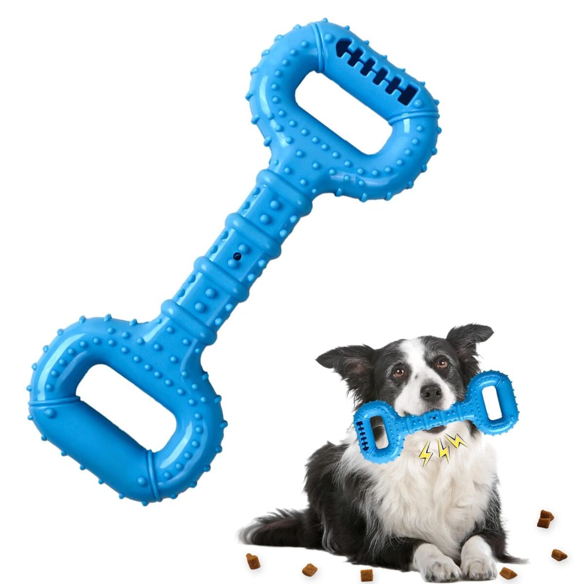 Dog Bones For Aggressive Chewers, Dog Chews Toys Long Lasting, Interactive Dog Bone Toys With Pull Band, Dog Teething Toy - Image 1