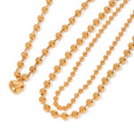 Stainless Steel Beaded Love Necklace 18k Golden Clavicle Chain - Image 5