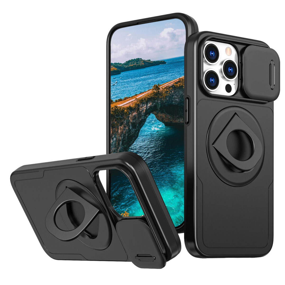 Phone Case Sliding Window Magnetic Ring Rotating Bracket - Image 6