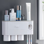 Non-marking Hanging Magnetic Toothbrush Holder Single Drawer Storage Rack With Toothpaste Squeezer Toiletry Set - Image 6