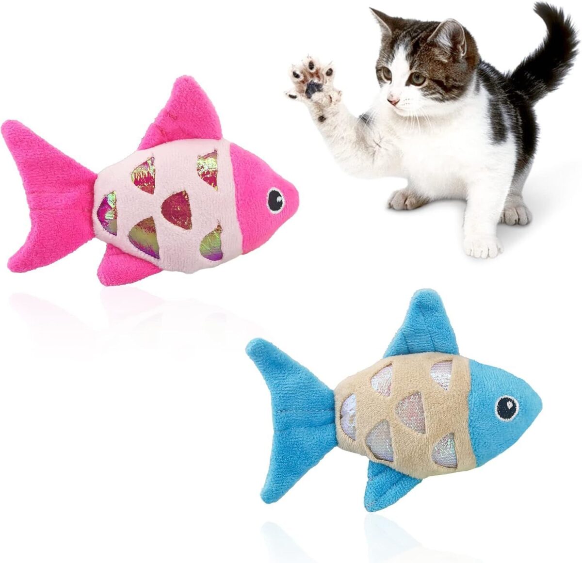 Cat Catnip Toys Small Cat Fish Toys With Crinkle Shine Ring Paper To Make Sound To Catch Your Cats Eyes And For Your Cats To Chew And Catch Interactive Cat Toys Indoor Cat - Image 1