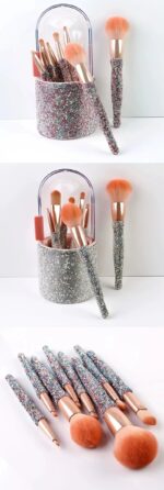 Light Luxury Diamond-embedded Makeup Brush Set 8 High-end Makeup Brushes Suit - Image 9