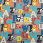 Alphabet Cartoon Animal Pure Cotton Twill Cloth Children's Bedding Clothing Blanket Fabric - Image 4