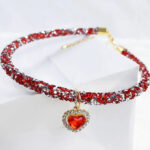 Cat Collar Heart Jewel Pendant Party Reflex Rhinestone Necklace - Image 8