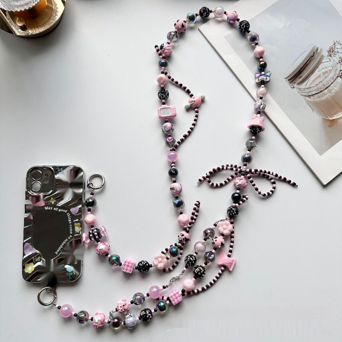 Painted Beads Phone Crossbody Chain - Image 1