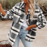 Plaid Button Flannel Woolen Shirt - Image 6