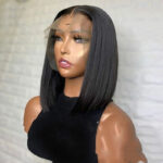 Short Bob Wig Bone Straight 13x4 Transparent Lace Front Wigs - Image 3