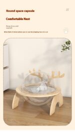 Antlers Cat Nest Four Seasons Universal Pet Supplies Chamfer Space Capsule Solid Wood Cat Bed - Image 6
