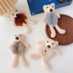 Girls Lovely Scrunchies Cute Bear Hair Band Rabbit Fur Hair Rope Soft Warm Rubber Band Pretty Hair Accessories - Image 2