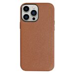 Premium Tan Leather Lychee Pattern Phone Case - Image 4