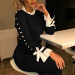Fashion Blue Stitching Long-sleeved Top - Image 3