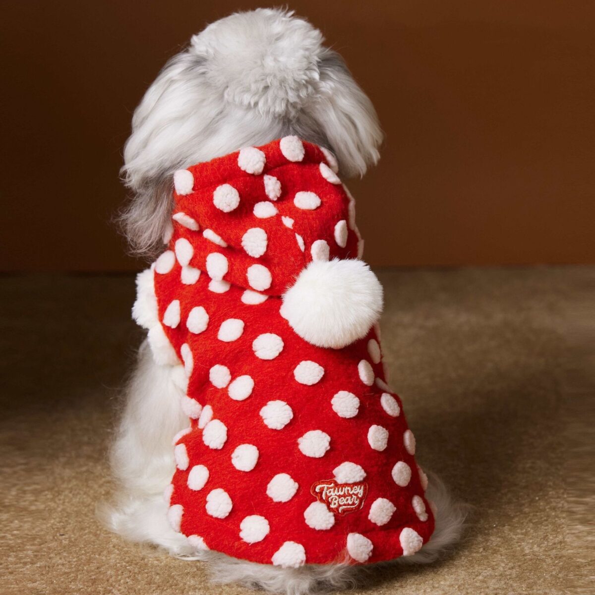 Red New Year Dress Polka Dot Sleeveless Hooded Vest Coat - Image 6