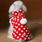 Red New Year Dress Polka Dot Sleeveless Hooded Vest Coat - Image 6