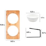 Small Dog Water And Food Feeder - Tilted Ceramic Bowl Set With Bamboo Stand - Image 2