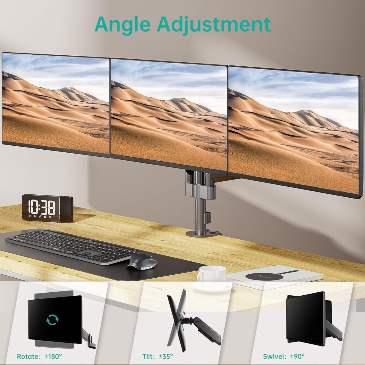 Suitable For 27-inch Screen Three-arm Gas Spring With Advanced Computer Monitor Holder Arm - Image 2