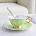 Modern Minimalist Coffee Set With Bone China Tracing Gold - Image 3