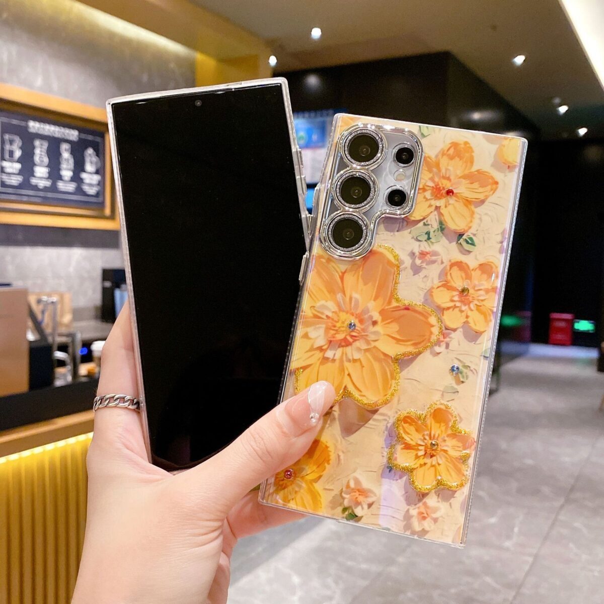 Luxury Rhinestone Oil Painting Flower Phone Case Lens Fine Hole All Inclusive - Image 8