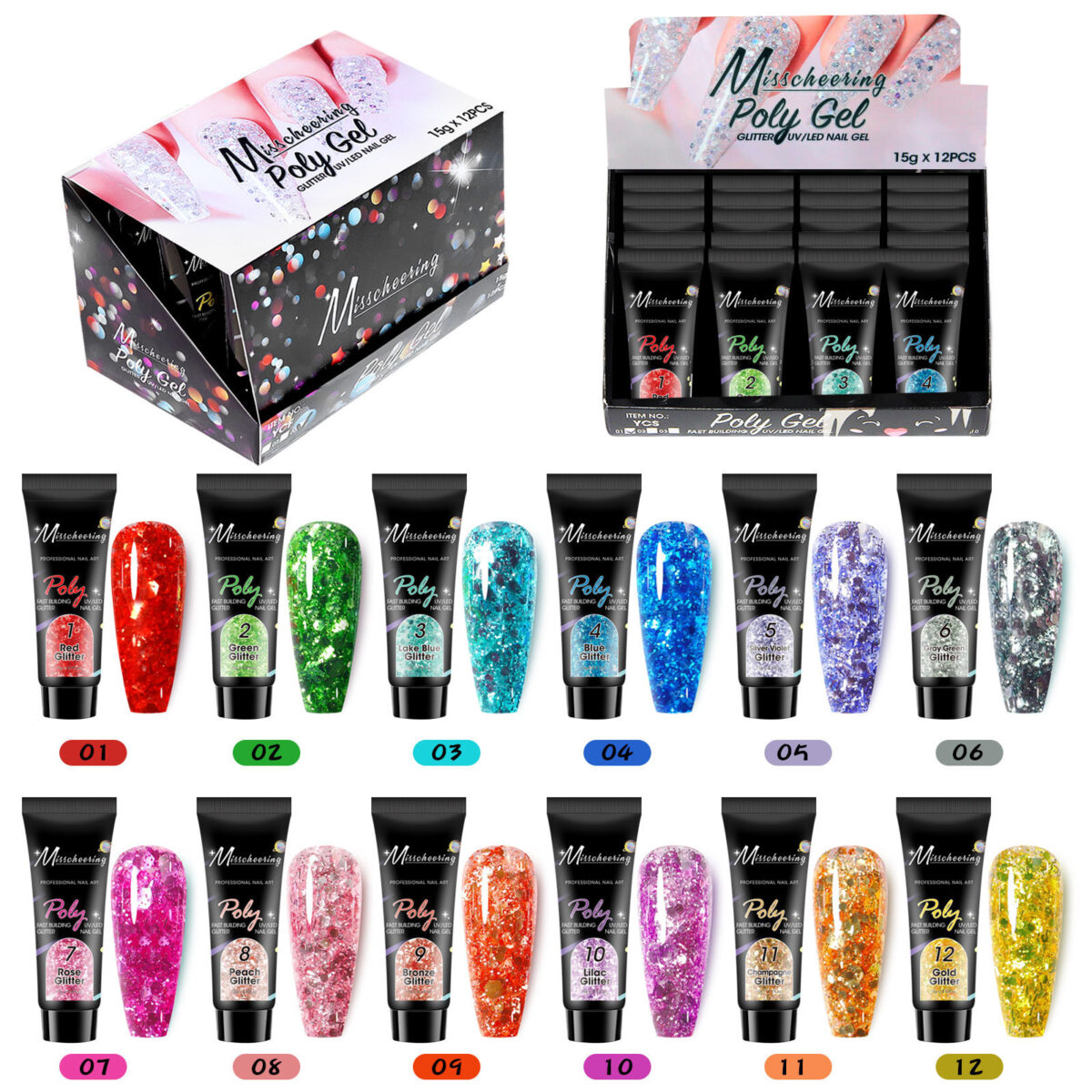 12 Color Extender Sequin Nail Enhancement Set - Image 10