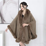 Artificial Rex Rabbit Wool Cape Shawl Women's Oversized Knit Woolen Cardigan Baggy Coat - Image 7