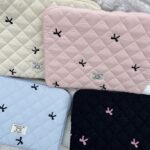 Cute Rhombus Embroidered Bow Notebook Storage Bag - Image 2