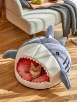Cosy And Soft Hideout House For Cats With Shark Kennel - Image 6