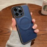 Magnetic Charging Woven Pattern Electroplating Mobile Phone Case - Image 4