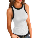New Solid Color Printed Round Neck Vest For Women - Image 8