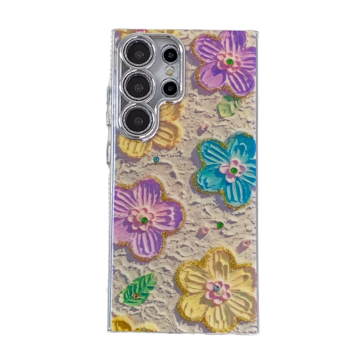 Luxury Rhinestone Oil Painting Flower Phone Case Lens Fine Hole All Inclusive - Image 5