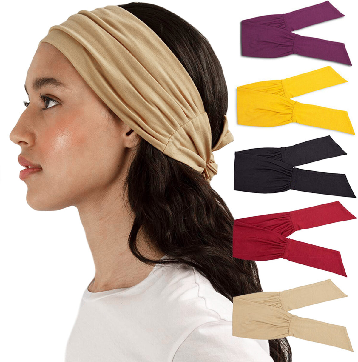 Knotted Hair Band Yoga Hair Band Sports Head Band Elastic Broad Band Bandana - Image 1