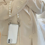 Crossbody Pearl Chain Frosty Mirror Phone Case - Image 3