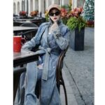 Personality Retro Long Denim Trench Coat - Image 3