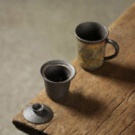 Japanese Style Rock Mine Office Hand-made Ceramic Tea Cup With Lid - Image 3