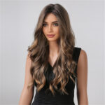 Brown Long Curly Hair European And American Wig - Image 3