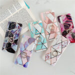 Electroplating mosaic marble ring phone case - Image 4